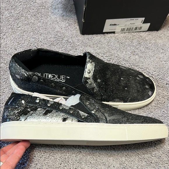 Corkys black and pewter cowhide slip on shoes - Picture 3 of 7